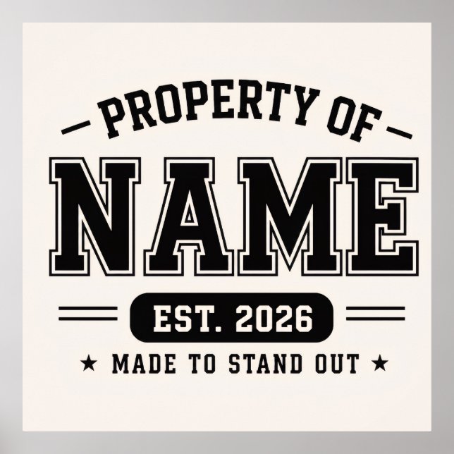 Póster Propiedad Personalizada De Nombre – Estilo Univers (Frente)