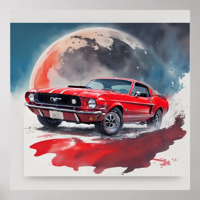 Póster ¡Propietario de un Ford rojo Mustang GT! (Frente)