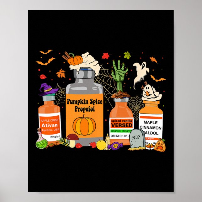 Póster Propofol de especias Enfermeras de Halloween versa (Frente)