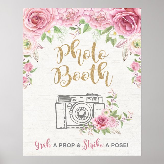 Póster Propósito de cabina de fotos de rosas rosadas Deco (Frente)