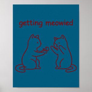 Póster Propuesta de compromiso de boda de gato meowied