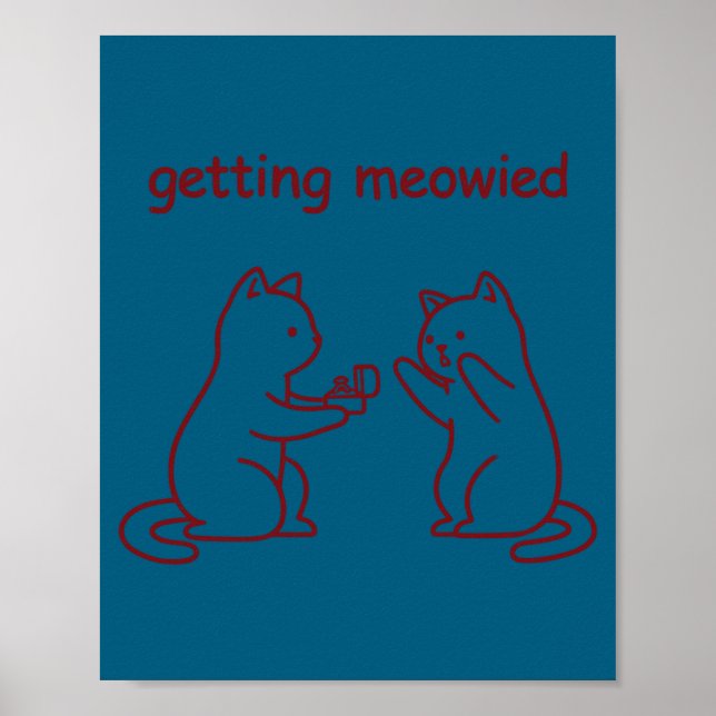 Póster Propuesta de compromiso de boda de gato meowied (Frente)