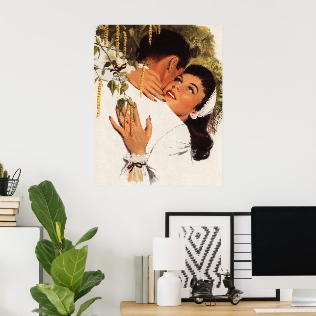 Póster Propuesta de matrimonio de cosecha, amor y romance (Oficina en casa)