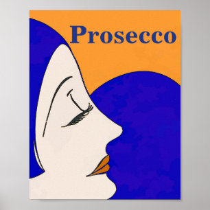 Póster Prosecco, Abstract Woman Face Poster
