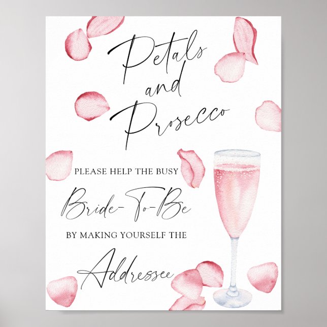 Póster Prosecco - ayuda a la novia ocupada Dirección  (Frente)