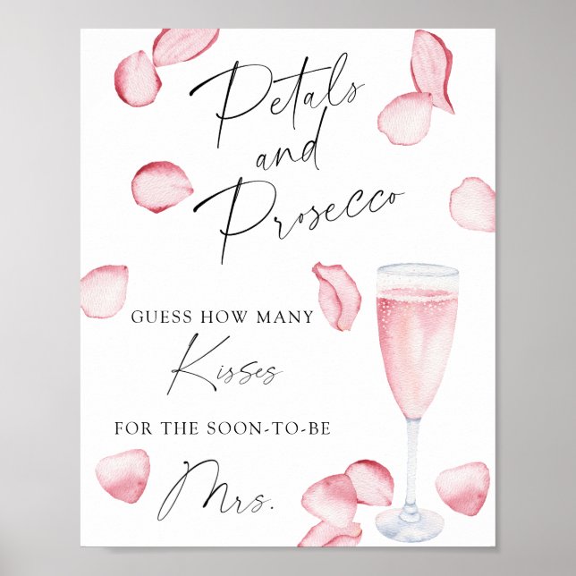 Póster Prosecco - cuántos besos en el juego de la ducha d (Frente)