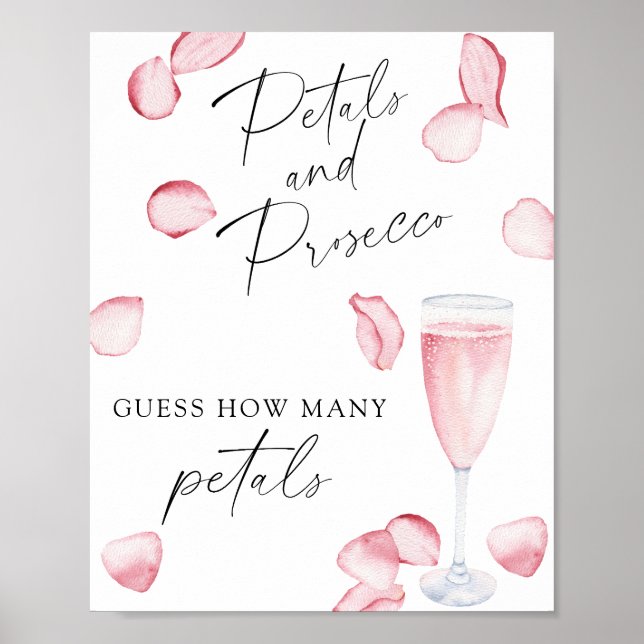Póster Prosecco: cuántos pétalos juego de ducha de novia (Frente)