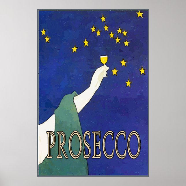 Póster Prosecco, Estrellas de Vino (Frente)