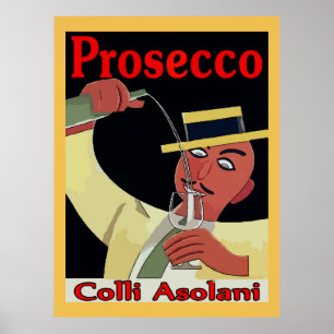 Póster Prosecco, hombre con vidrio