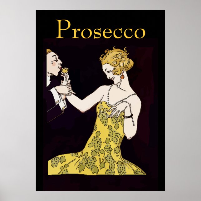 Póster Prosecco, pareja vintage (Frente)