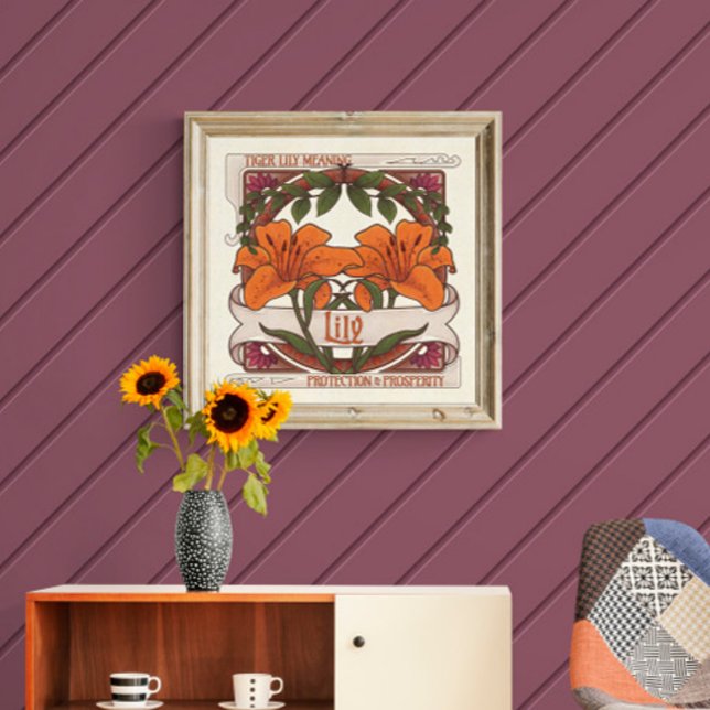 Póster Prosperidad de la protección de las flores de tigr (White Lily Vintage Style Wall Art: These Lovely Flowers Mean Protection and Prosperity.)
