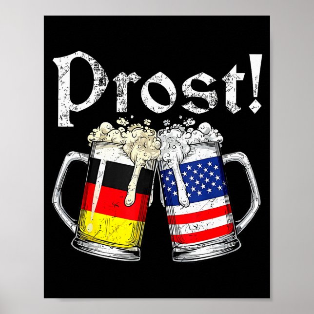 Póster Prost Beer German American Flag Men Mug  (Frente)