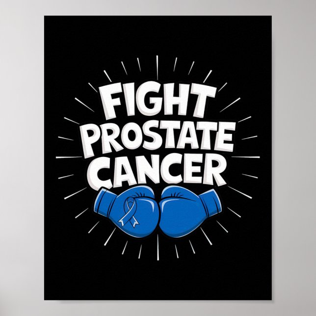 Póster Prostata de boxeo de cinta azul contra el cáncer d (Frente)
