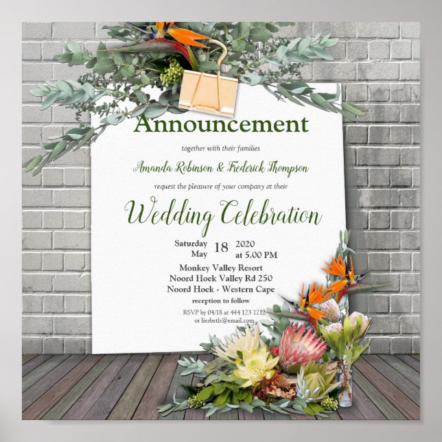 Póster Protea - Invitación floral Strelitzia (Frente)