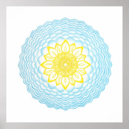 Póster Protección amarillo azul Mandala Geométrica