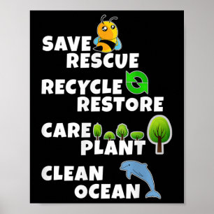 Póster Protección Ambiental, Clima, Naturaleza, Reciclaje