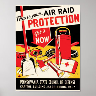 Póster Protección contra ataques aéreos