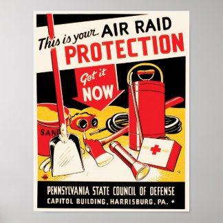 Póster Protección contra ataques aéreos