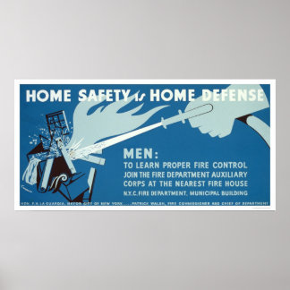 Póster Protección contra incendios NYC 1942 WPA