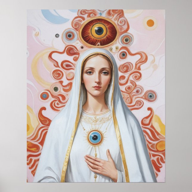 Póster Protección de ojos del mal sagrado Mary (Frente)