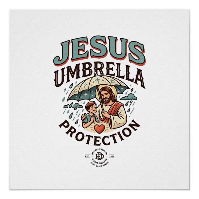 Póster Protección de paraguas de Jesús Protección de para (Anverso)