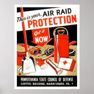 Póster Protección del ataque aéreo WPA 1943