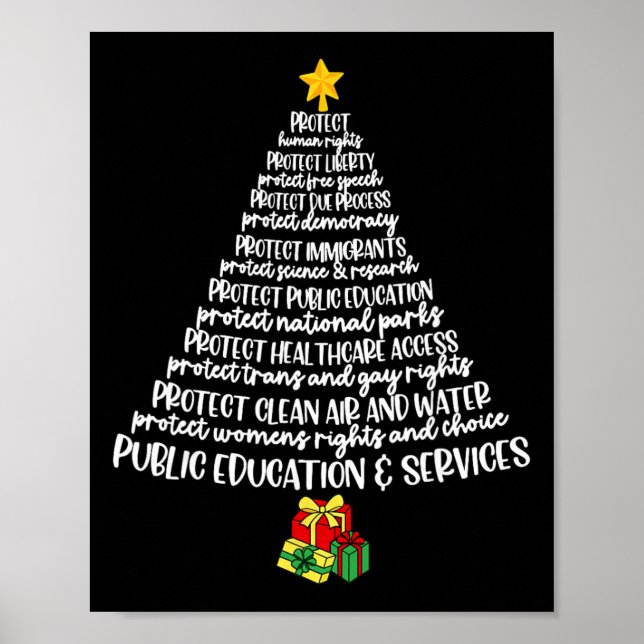 Póster Protect Democracy Christmas Tree Tee, Anti sutil  (Frente)