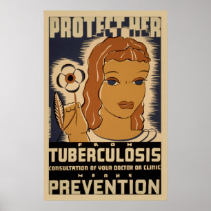 Póster Protect Her From Tuberculosis Vintage WPA Health