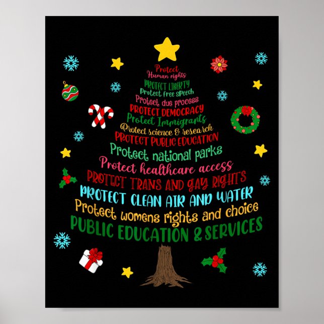 Póster Protect Human Rights Democracy Christmas Tree Men  (Frente)