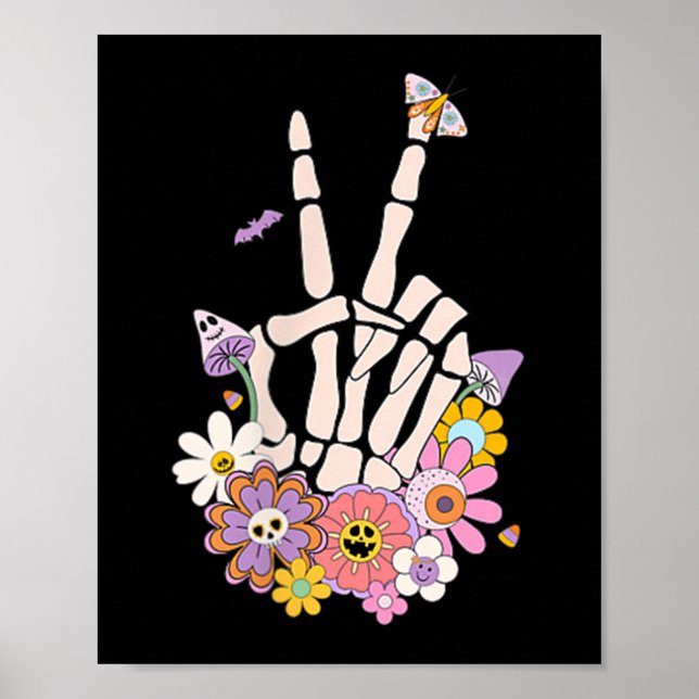 Póster Protect Your Peace Flower Skull Skeleton Hand Ment (Frente)