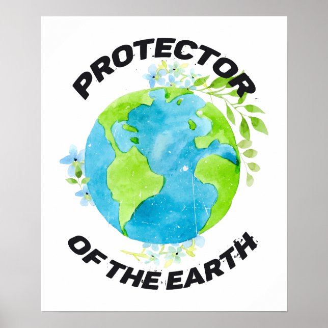 Póster Protector de la conciencia ambiental de la Tierra (Frente)