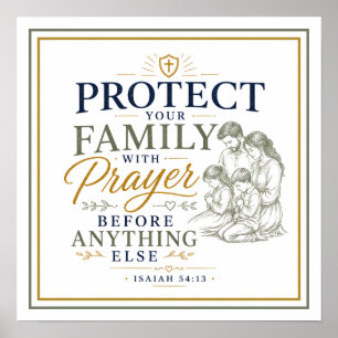 Póster Protege a Tu Familia Con Oración Cita Espiritual