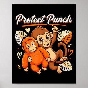 Póster Protege al bebé mono puñetazo divertido meme de pr