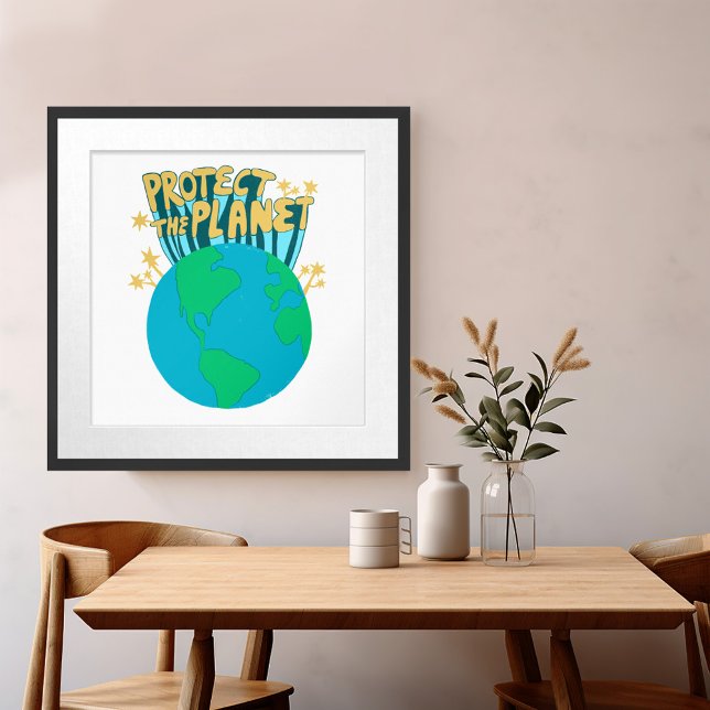 Póster PROTEGER EL PLANETA GUARDAR Eco Green (PROTECT THE PLANET SAVE EARTH Eco Green Poster Wall Art)