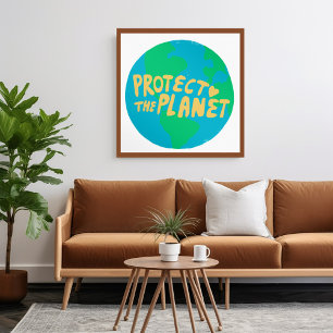 Póster PROTEGER EL PLANETA SALVAR Eco Verde DE LA TIERRA