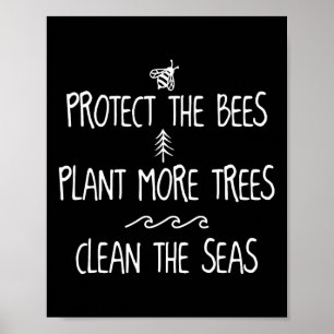 Póster Proteger La Planta De Abejas Más Árboles Limpiar L