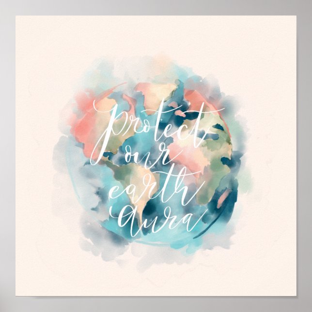 Póster Proteger nuestra acuarela del Aura de la Tierra Sa (Frente)