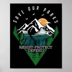 Póster Proteger Oso Salvar Nuestros Parques Resistir Parq