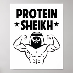 Póster Protein Sheikh Funny Gym Gimnasio Árabe Cuerpo de 