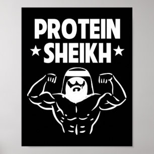 Póster Protein Sheikh Funny Gym Gimnasio Árabe Cuerpo de 