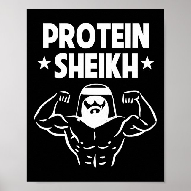 Póster Protein Sheikh Funny Gym Gimnasio Árabe Cuerpo de  (Frente)