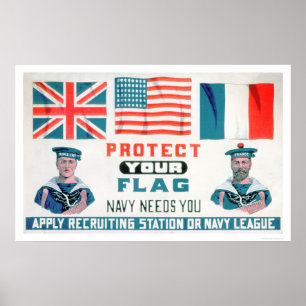 Póster Proteja su bandera - la marina de guerra le