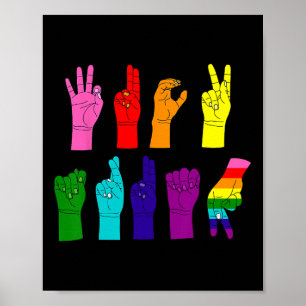 Póster Protesta Lenguaje de Señas ASL Anti-Trump LGBTQ+