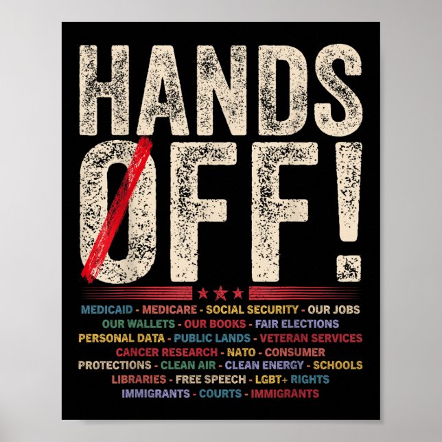Póster Protesta "Manos afuera" - Acciones sin precedentes (Frente)