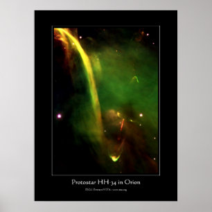 Póster Protostar HH34 cerca de Orión - astronomía en el e