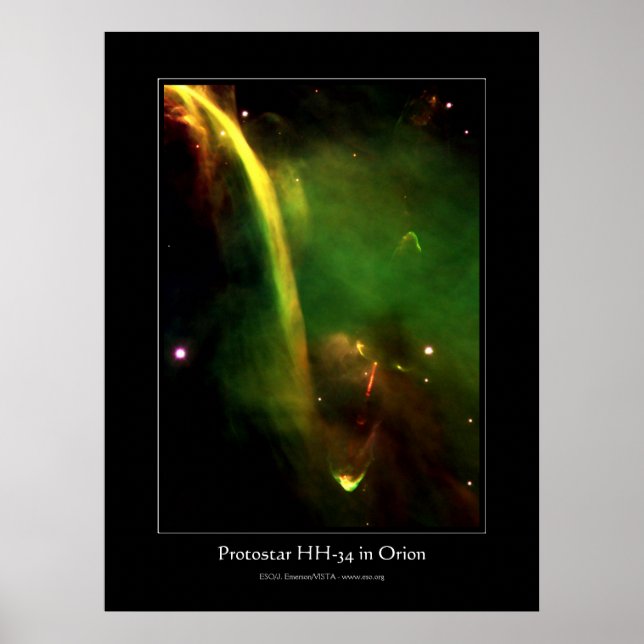 Póster Protostar HH34 cerca de Orión - astronomía en el e (Frente)