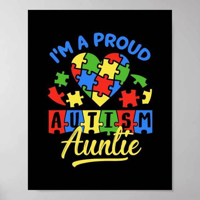 Póster Proud Autism Auntie Awareness Aunt Autistic Niece (Frente)
