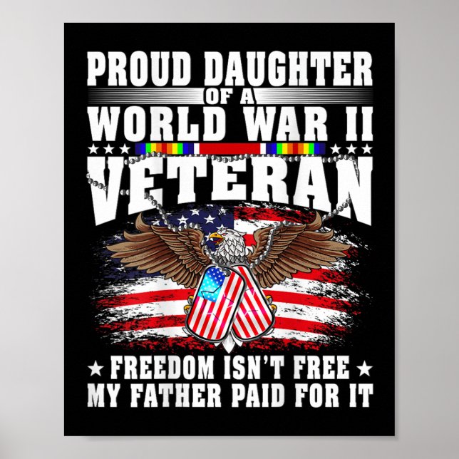 Póster Proud Daughter Of World War 2 Veteran Military Vet (Frente)