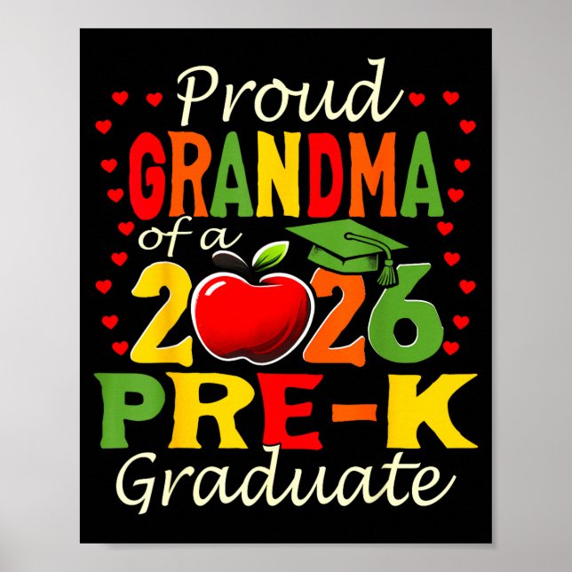 Póster Proud grandma of 2026 pre-k graduate mothers day (Frente)