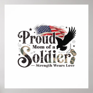 Póster Proud Military Mom Soldier Pride Art